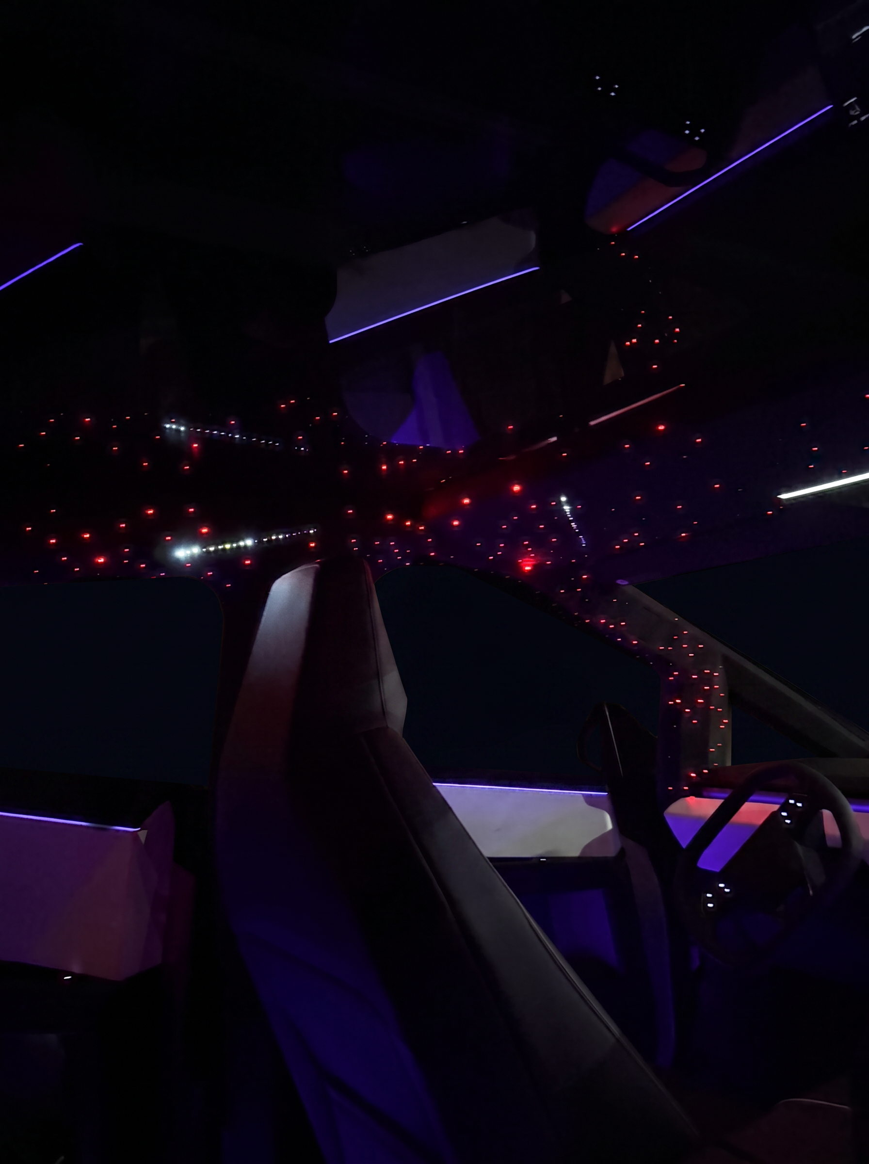 Cybertruck starlight roof set to deep red